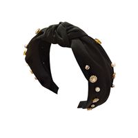 Pearl Rhinestone Wide-brimmed Fabric Knotted Headband main image 6