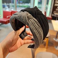 Korean Woolen Solid Color Striped Knitted Headband main image 4