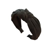 Korean Woolen Solid Color Striped Knitted Headband main image 6