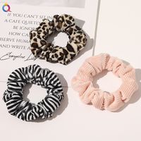 Plush Sweet Versatile Striped Large Intestine Hair Ring Set main image 4