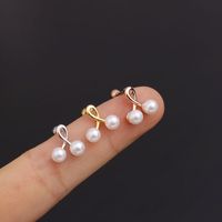 Ear Cartilage Rings & Studs Simple Style Flower 316 Stainless Steel  Copper Inlaid Pearls main image 3