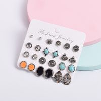 Retro Geometric Diamond Alloy Artificial Gemstones Earrings Ear Studs main image 5