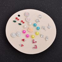 Color Cute Fruit  Diamond Heart-shaped Earrings Set main image 3