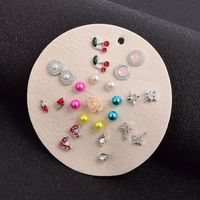 Color Cute Fruit  Diamond Heart-shaped Earrings Set main image 4