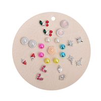 Color Cute Fruit  Diamond Heart-shaped Earrings Set main image 5