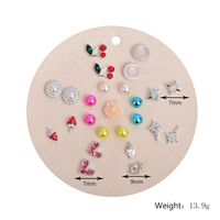 Color Cute Fruit  Diamond Heart-shaped Earrings Set main image 6