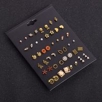New  Simple Retro Wild Earrings  Geometric Gold Earrings 24 Pairs Set main image 4