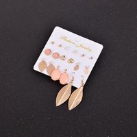 Simple Hollow Leaf Earrings Set main image 1