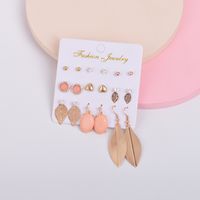 Simple Hollow Leaf Earrings Set main image 3