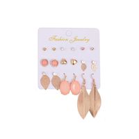 Simple Hollow Leaf Earrings Set main image 6