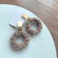 New Korean Retro  Metal Big Circle  Plush Earrings main image 6