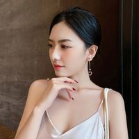 New Trendy  Colored Diamond Hollow Love Pearl Earrings main image 5