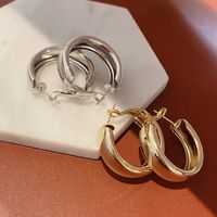 Simple New Texture Metal Hoop  Earrings main image 1