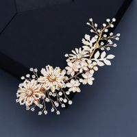 Luxury Handmade Beaded  Alloy Flower Pearl  Side Clip main image 2