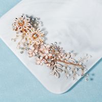 Luxury Handmade Beaded  Alloy Flower Pearl  Side Clip main image 3