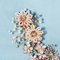 Luxury Handmade Beaded  Alloy Flower Pearl  Side Clip main image 5