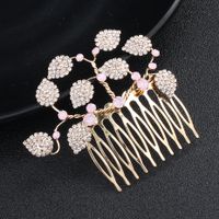 Korean Insert Comb Simple Handmade Rhinestone Leaf Hair Comb main image 2