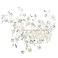 New  Handmade Pearl Crystal Flower Comb main image 6