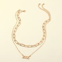 Simple Year Number Pendant Double-layer Necklace sku image 3