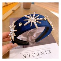 Retro Velvet Full Diamond Pearl Snowflake Crown Headband sku image 3
