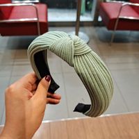 Korean Woolen Solid Color Striped Knitted Headband sku image 3