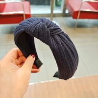 Korean Woolen Solid Color Striped Knitted Headband sku image 5