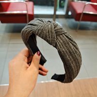 Korean Woolen Solid Color Striped Knitted Headband sku image 9