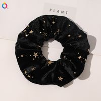 Gold Velvet Bronzing Simple Star Flannel Large Intestine Hair Ring sku image 9