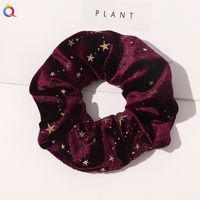 Gold Velvet Bronzing Simple Star Flannel Large Intestine Hair Ring sku image 10