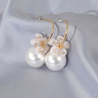 925 Silver Needle Flower Pearl Earrings sku image 1