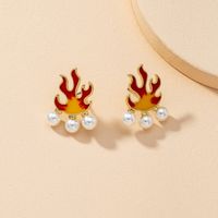 Fire-shaped Pearl Earrings sku image 1