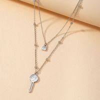 Two Layer Small Lock Key Necklace sku image 2