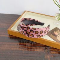 Korean Leopard Print Plush Rhinestone Knotted Wide-brimmed Headband sku image 5