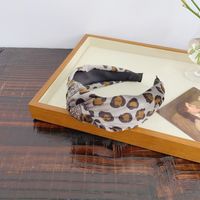 Korean Leopard Print Plush Rhinestone Knotted Wide-brimmed Headband sku image 6
