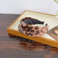 Korean Leopard Print Plush Rhinestone Knotted Wide-brimmed Headband sku image 7