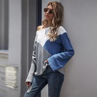 Women's Long Sleeve Sweaters & Cardigans Patchwork Rib-knit Casual Fashion Geometric main image 2