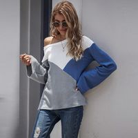 Women's Long Sleeve Sweaters & Cardigans Patchwork Rib-knit Casual Fashion Geometric main image 6