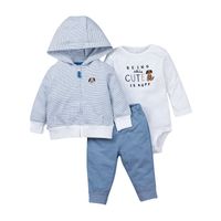 New  Children's Suit Zipper  Long-sleeved Romper Baby  Three-piece Set sku image 3
