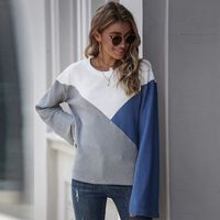 Women's Long Sleeve Sweaters & Cardigans Patchwork Rib-knit Casual Fashion Geometric sku image 1