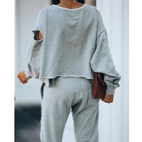 Women's Solid Color Casual Hole Street Style Hoodies Sets main image 4