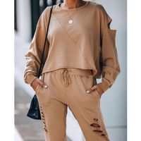 Women's Solid Color Casual Hole Street Style Hoodies Sets main image 6