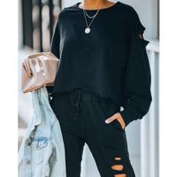 Women's Solid Color Casual Hole Street Style Hoodies Sets main image 8