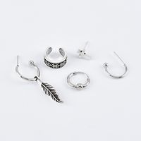 Fashion  Punk Style Ancient Silver Leaf Cross Earrings main image 3