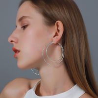 Simple  Double-layer Big Circle Earrings main image 1