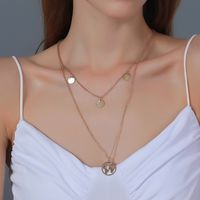 Simple Metal Map Pendant Double-layer Necklace main image 1