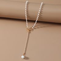 Long Bow Pearl Necklace main image 3
