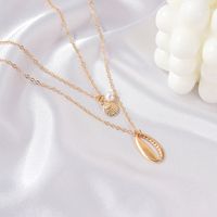 Double Shell Retro Simple Multilayered Pearl Necklace main image 4