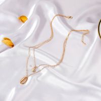 Double Shell Retro Simple Multilayered Pearl Necklace main image 5