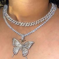 Double-layer Big Butterfly Exaggerated Diamond Necklace main image 1