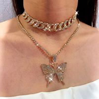 Double-layer Big Butterfly Exaggerated Diamond Necklace main image 3